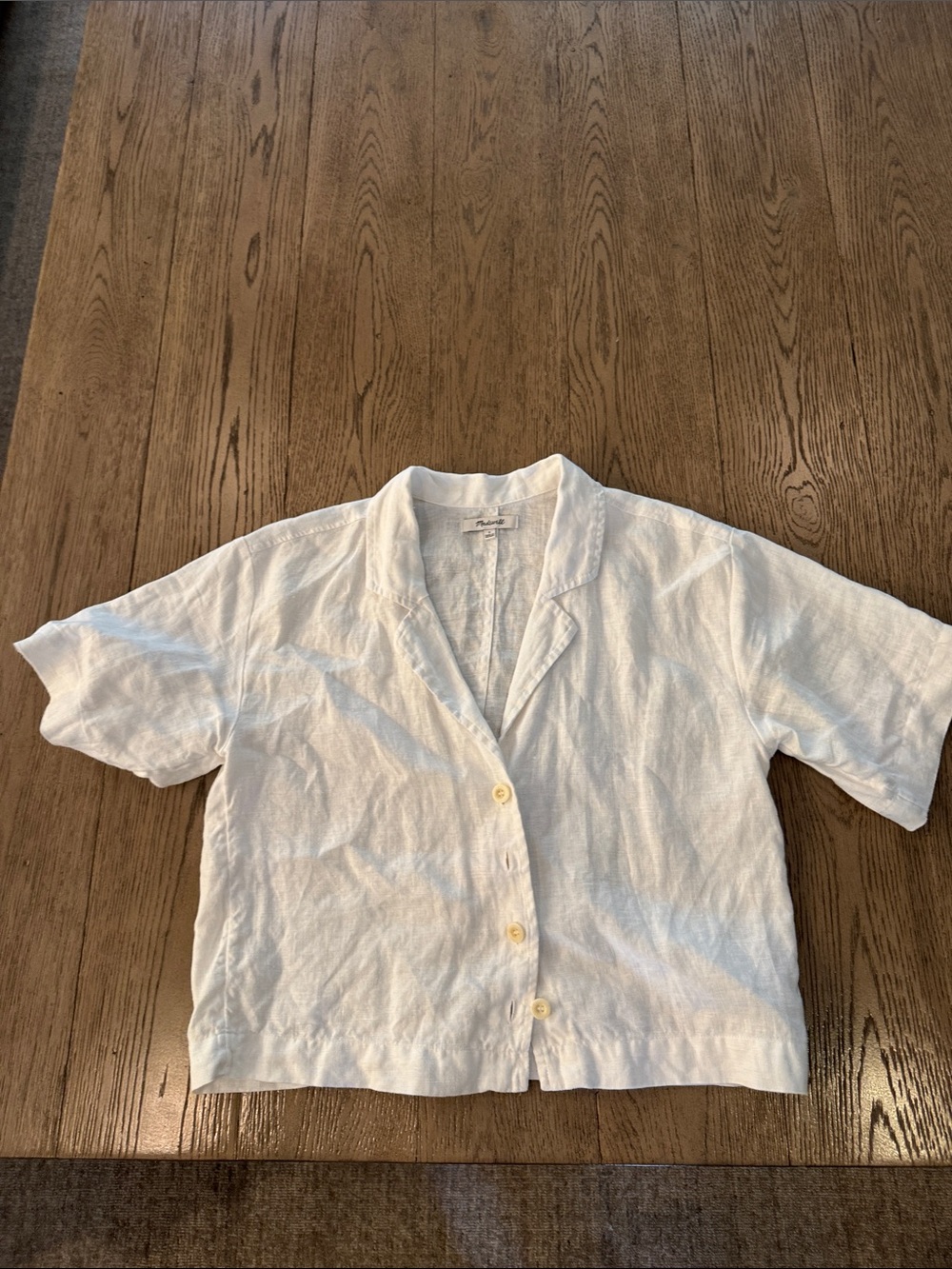 Madewell White Linen Button-Up Shirt